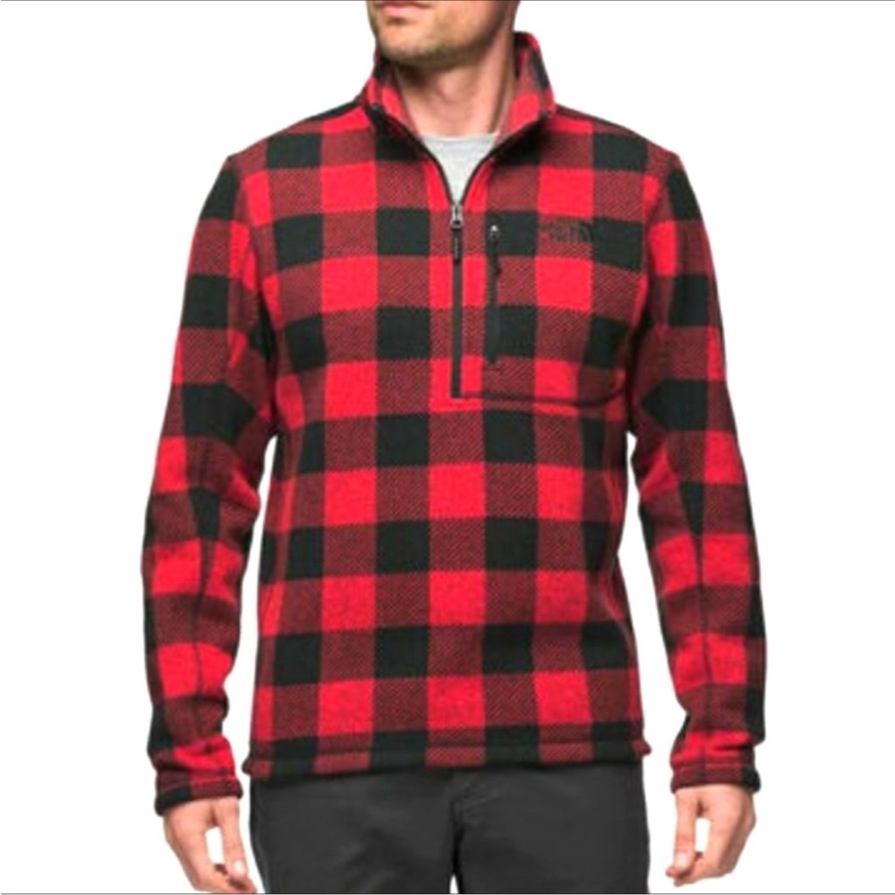 The North Face Men’s Novelty Gordon Lyons ¼ Zip Fleece Shirt Size L Red Black